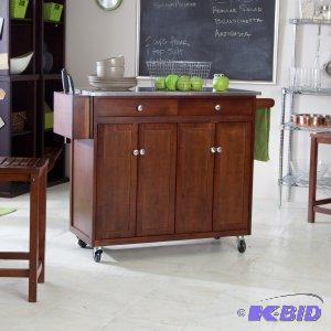 lot A6R image: Espresso Portable Kitchen Cart With Changeable Fee