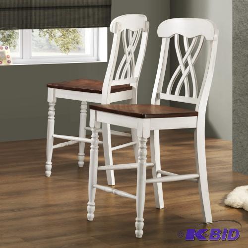 lot V23 image: Ohana Counter Height Chair - Antique White & Cherry - Set of 2