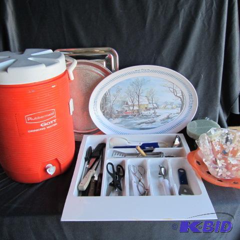 Cooler, Utensils, Tray