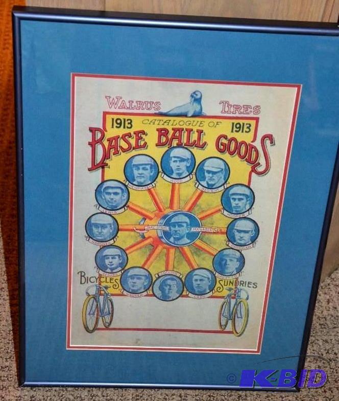 lot 105 image: Framed 1913 Catalogue of Baseball Goods...