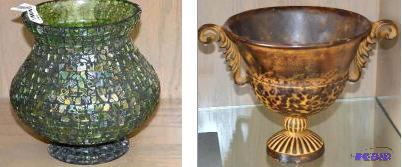 lot 26 image: 2 decorative urn pieces, 7.5 inches tall by 6...