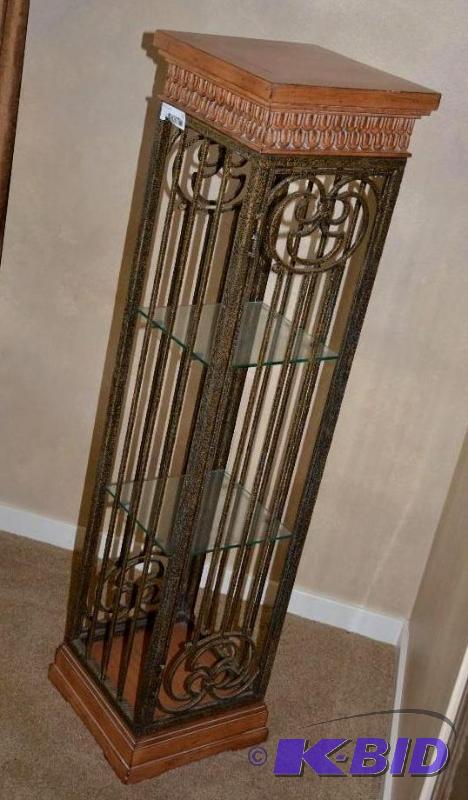 lot 31 image: Plant stand with glass shelves, measures 12 &...
