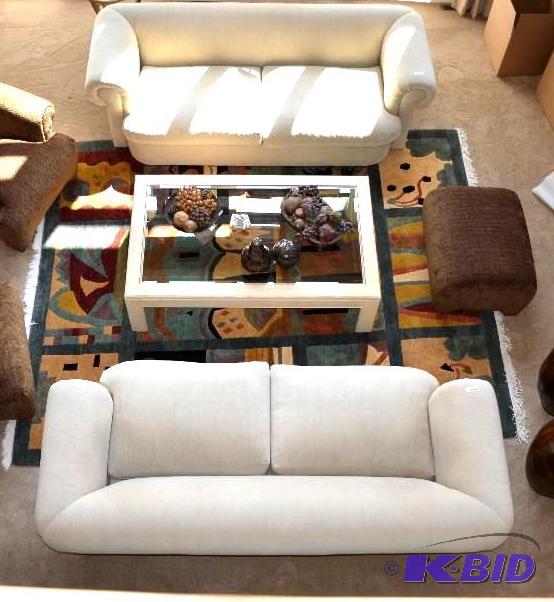 lot 4 image: Nice Beveled Glass top White Coffee table. 60...