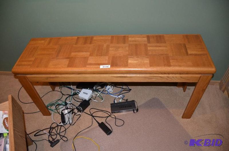 lot 51 image: Wood credenza, measures 16 x 25.5 x 56 inches...