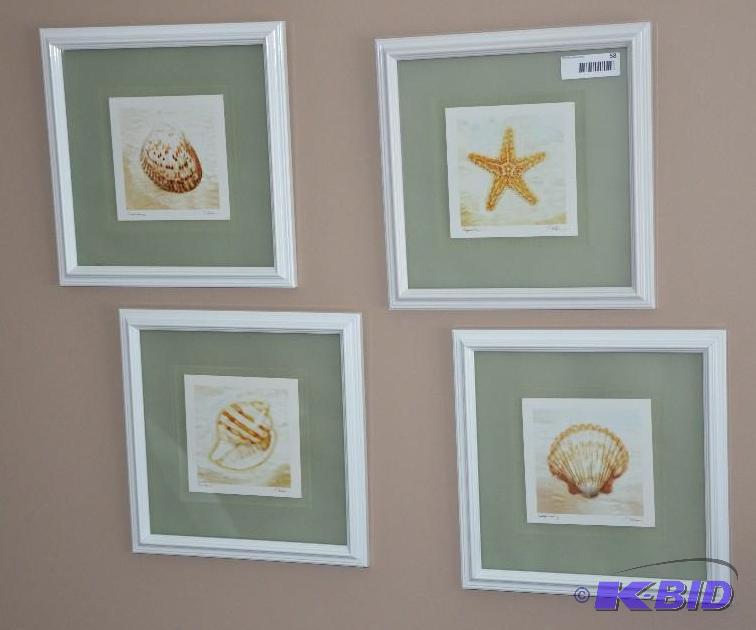 lot 58 image: 4 framed nautical art work. measures 13 x 13...