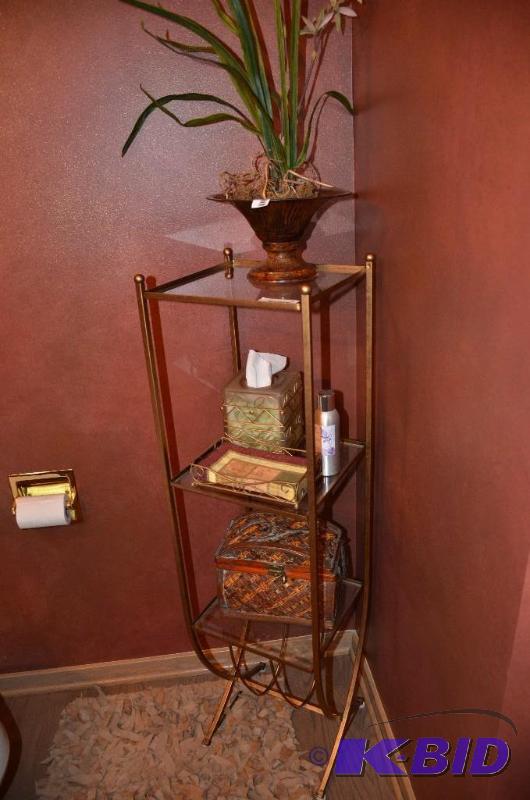 lot 66 image: Glass and Metal 3 tier shelves - contents NOT...