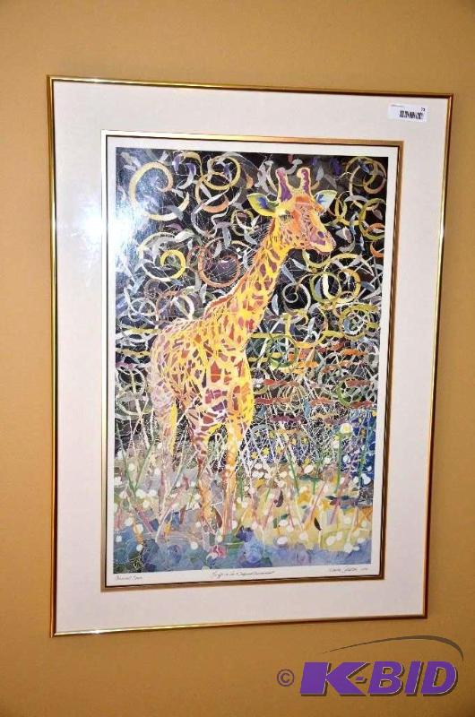 lot 71 image: Artwork by Windon Newton 1991, Giraffe in New...