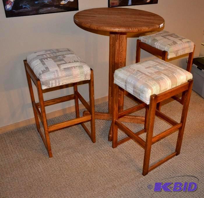 lot 81 image: Solid Wood high top Table 30 inch diameter, a...