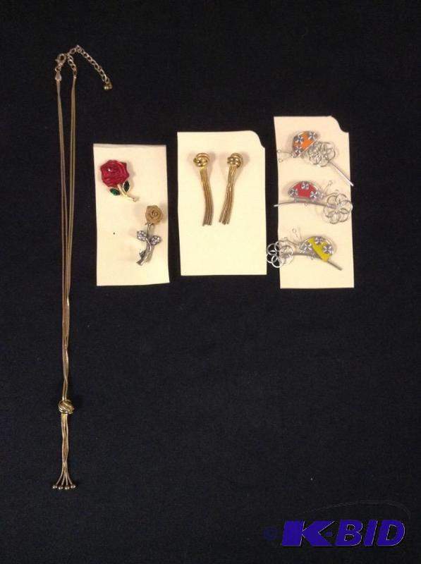 Lapel Pins, Earrings & Necklace