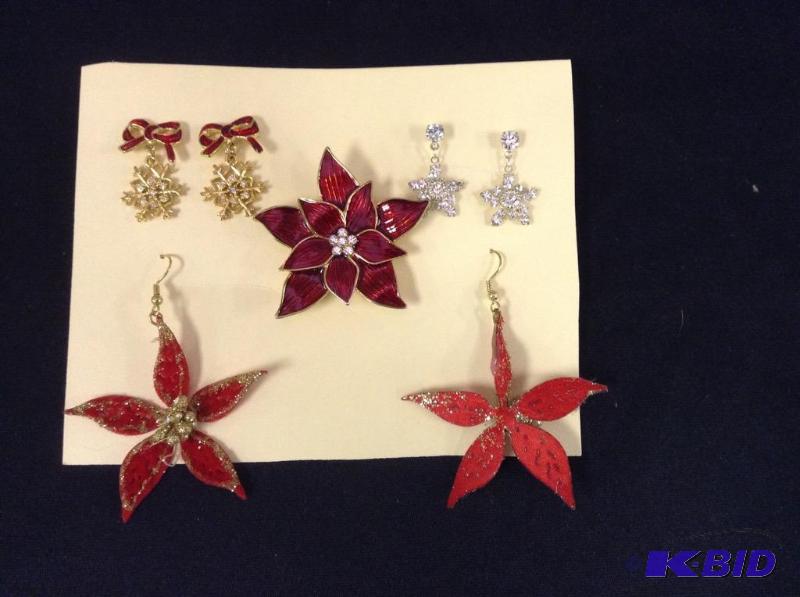 Christmas Costume Jewelry Includes Eisenberg Ice Brooch