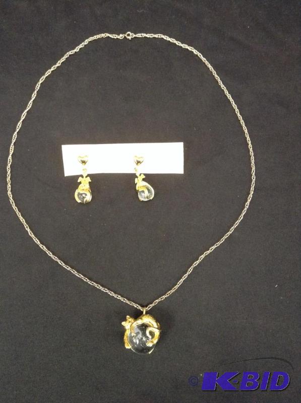 Glass Ball Earrings & Necklace