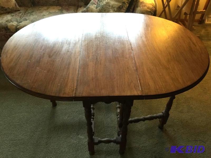 Antique Wooden Gate Leg Table with Drawer