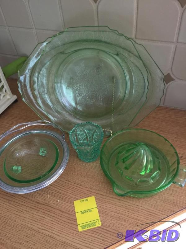 Green Depression Glass and Uranium Glass