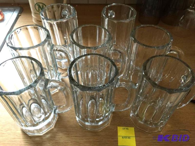 Lot of 8 Sturdy Libbey Glass Mugs
