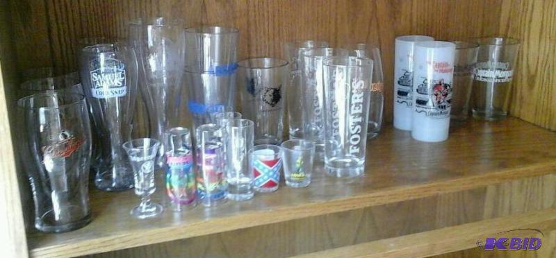 Bar Drinkware and Metal Sam Adams Sign