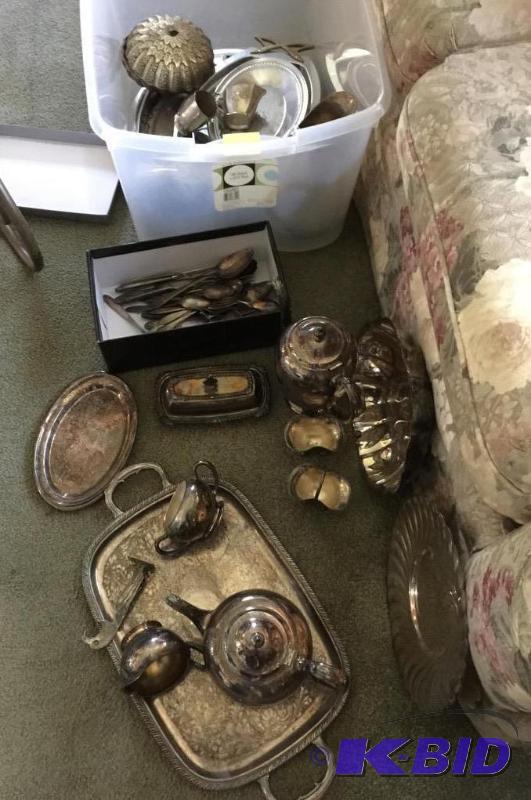 Large Lot of Silver Plate and Chrome