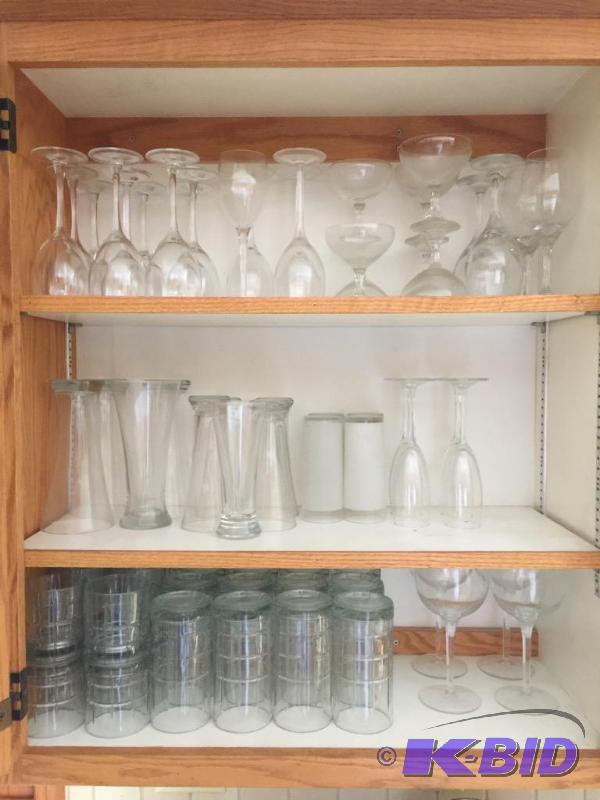 Entire Three Shelf Cupboard with Various Drinkware