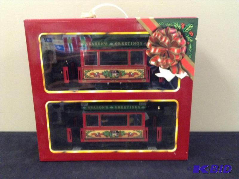 lot 2 image: Lehmann LGB 20355 Trolley Set SEASONS GREETINGS Lighted Christmas G-Scale Train