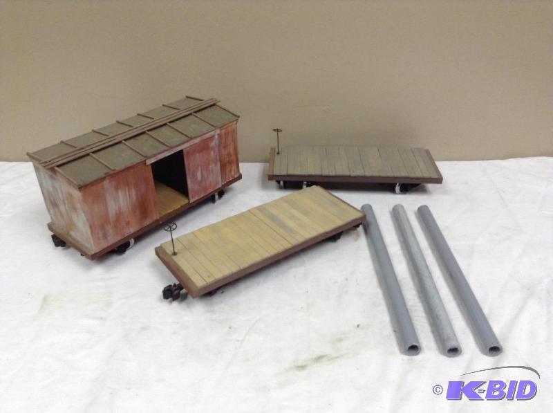 lot 220 image: Old Wooden Train Cars