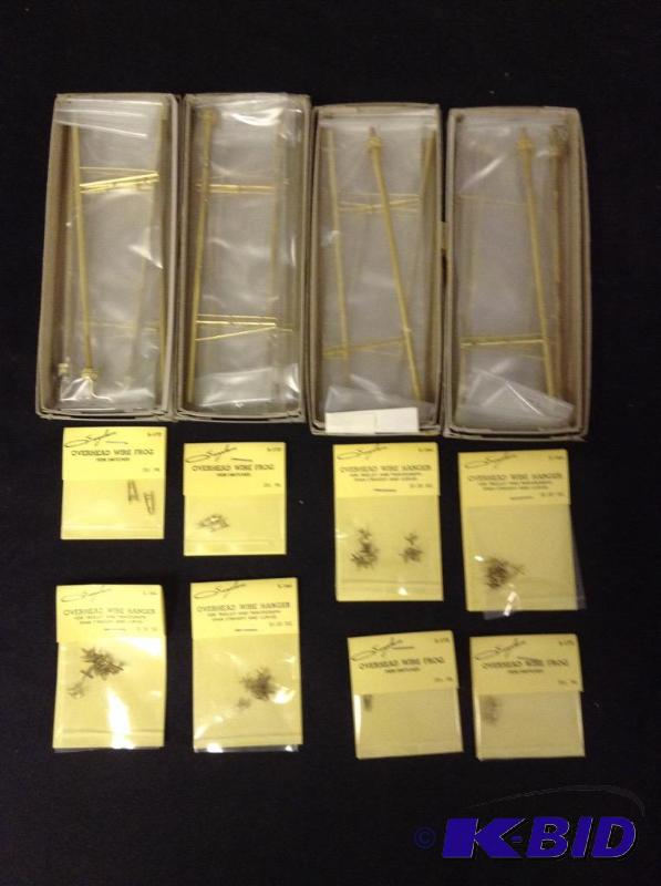 lot 235 image: 4 Sets HO Scale Railroad Train Trolley Line Poles and Hangers
