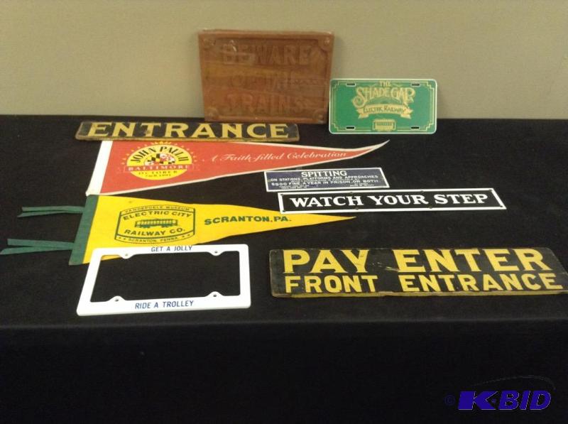 lot 275 image: Grouping of Railroad Train Themed Signs