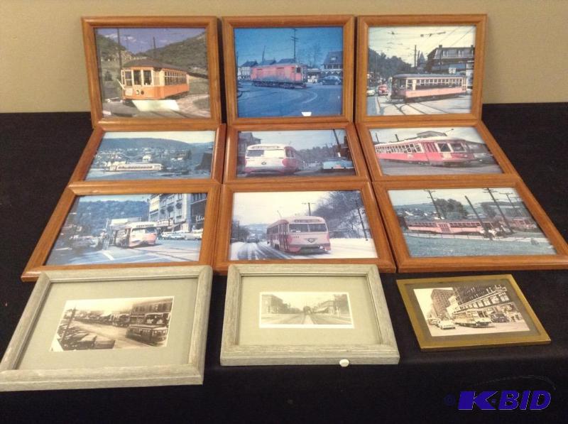lot 280 image: Framed Railroad Train & Trolley Pictures