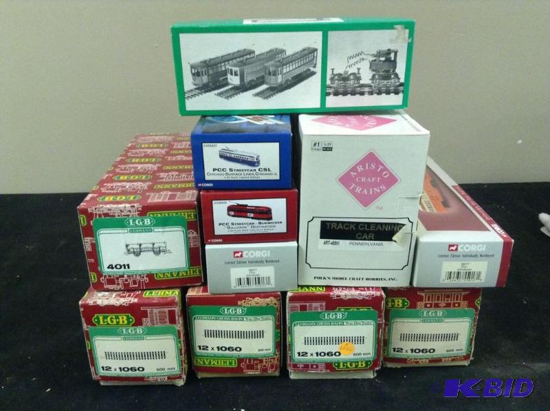 lot 294 image: LGB, Corgi & Aristocraft Empty Railroad Train Car & Track Boxes