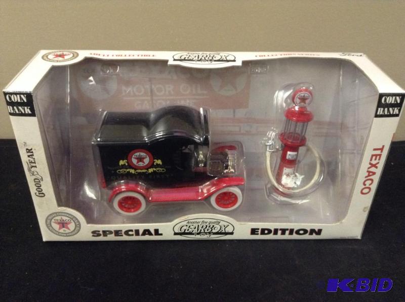 lot 298 image: Gearbox Good Year Texaco Coin Bank & Gas Pump