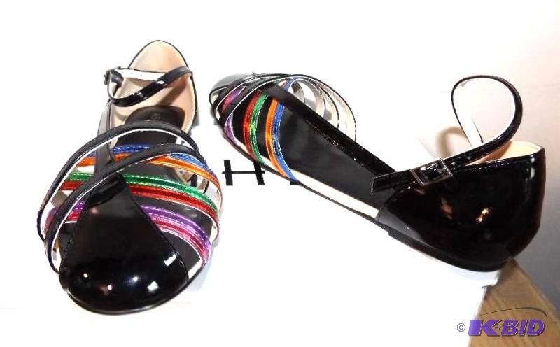 Ashro almond kitten heel blackmulticolor sandals