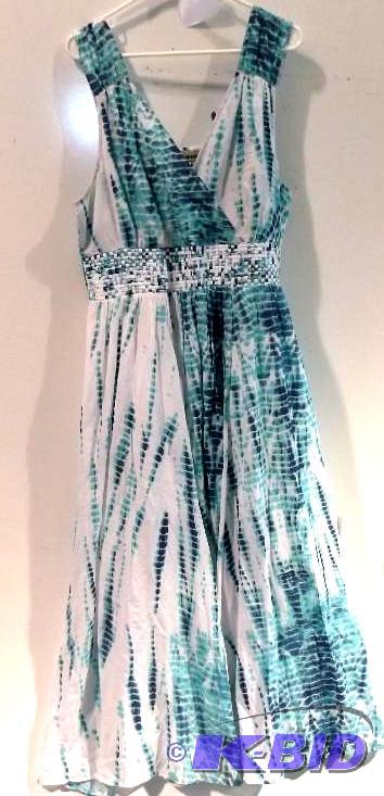 Seventh Avenue Bluewhiteteal pattern sundress dress