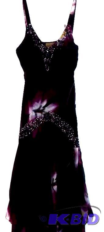Midnight Velvet black and purple flower dress with beading