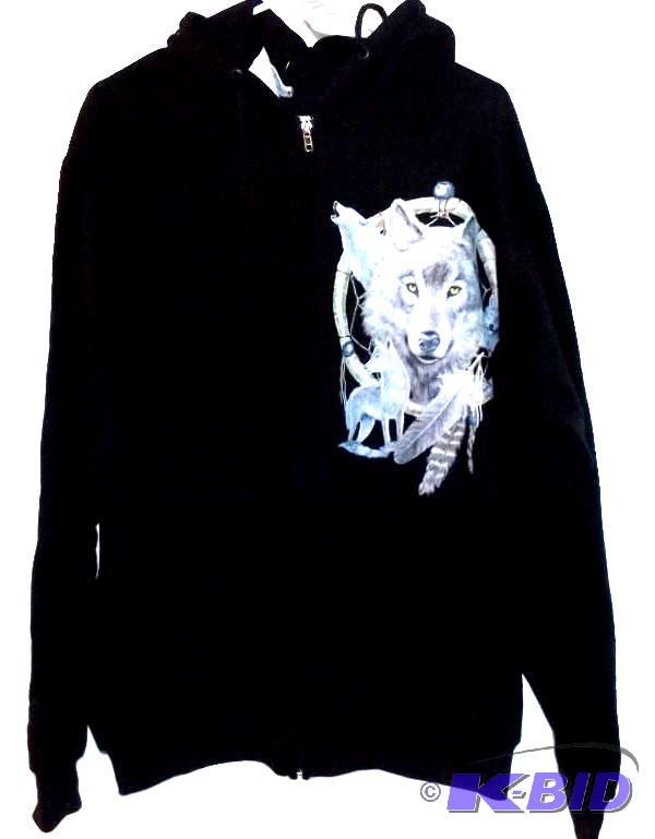 ESY Surf Company black zip up with wolf design
