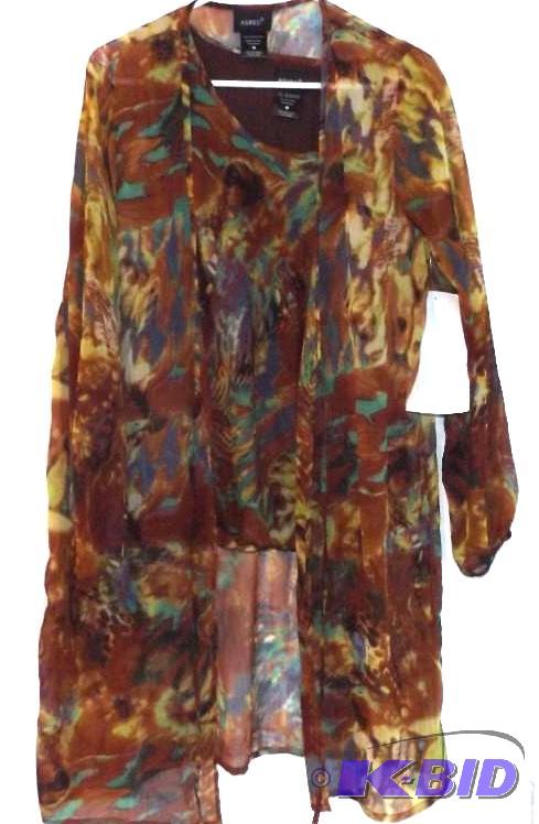 Ashro rust and multi color sheer cover-up and tank