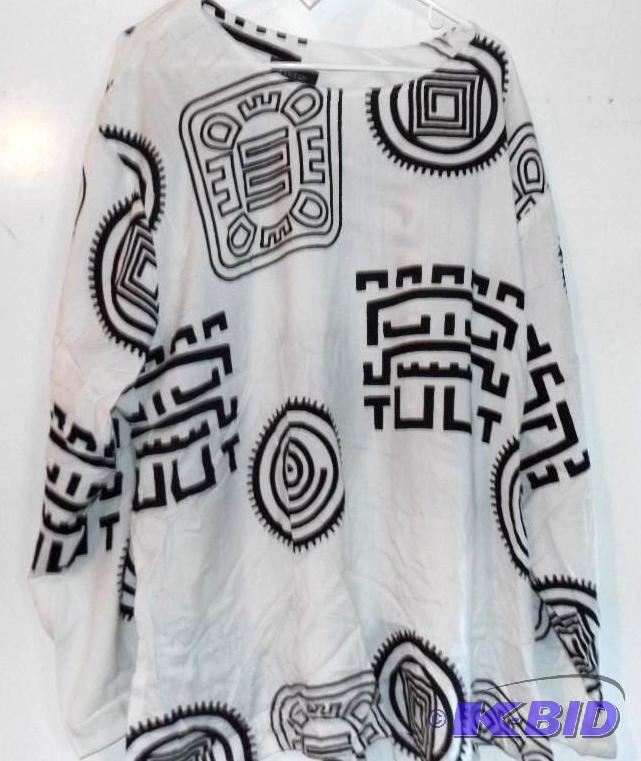Ashro white with black pattern long sleeve shirt and skirt