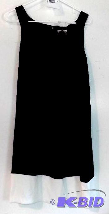Monroe and Main black sleeveless dress with white bottom trim