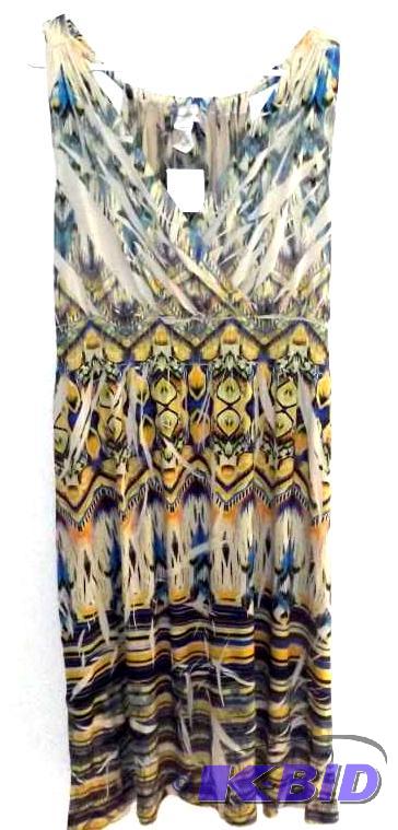 Monroe and Main blue yellow and tan sleevless dress