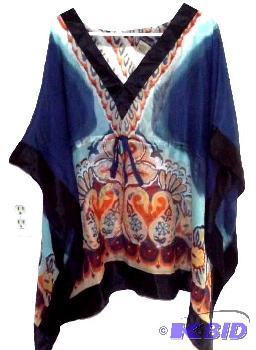 Midnight Velvet sheer blue red multi color coverall