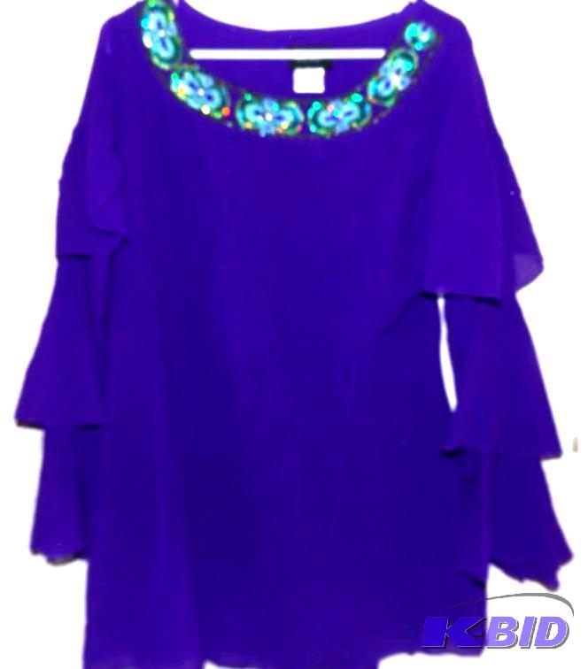 Ashro purple blouse with bead design around neckline