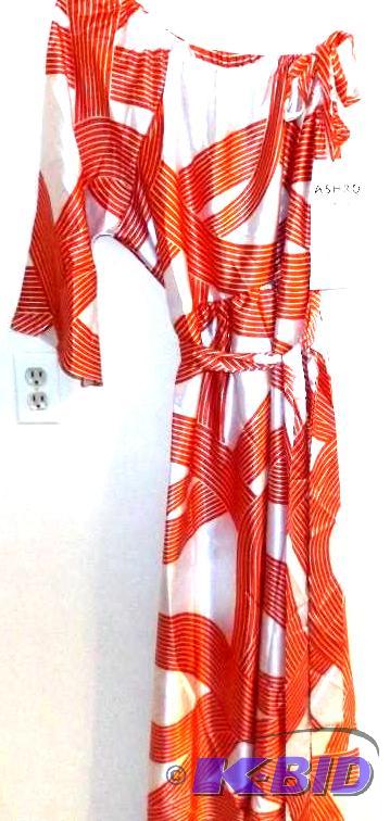 Ashro orange and white striped one shoulder dress