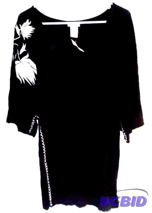 Monroe and Main black shirt with white flower pattern