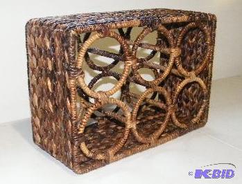 Wicker and Metal Wine Bottle Holder - Can hol...