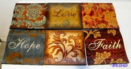Six Piece Love Hope Faith Wooden Decorative W...