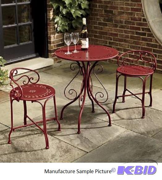 Red Metal Bistro Table and Chairs -&nbspChar...