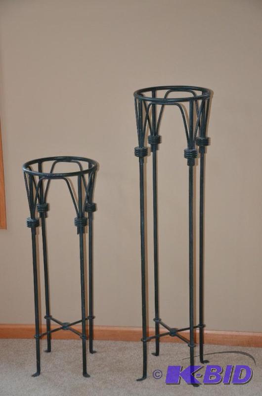 2 dark green plant stands 40&quotx10&quot a...