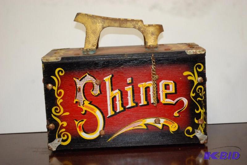 lot 107 image: Antique Shine 5 cent box with Brass handle. L...