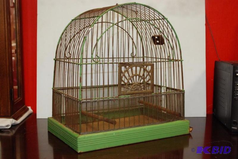 lot 109 image: Crown vintage metal bird cage...