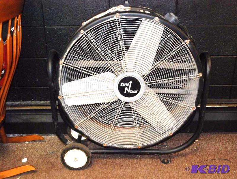 lot 110 image: North tech 3 speed fan on wheels 39" tal...