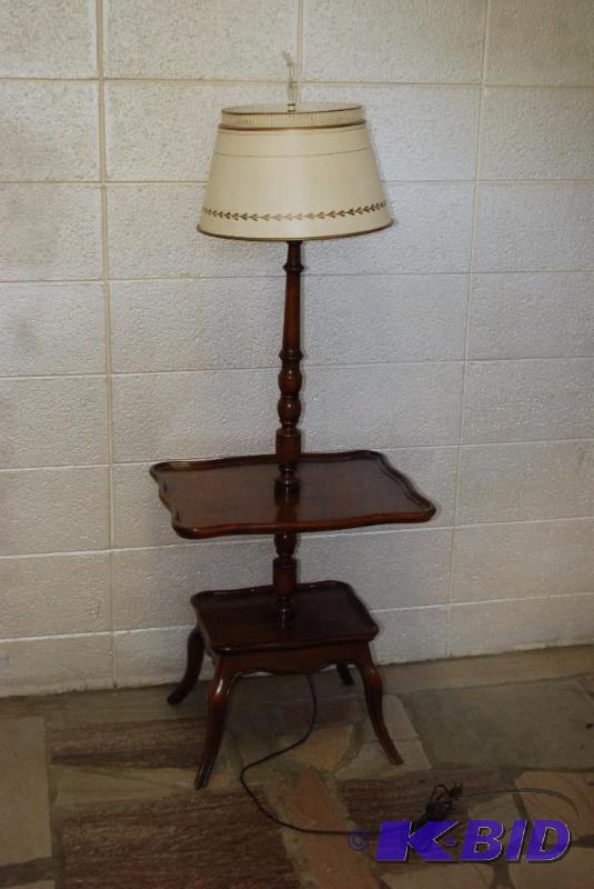 lot 131 image: Vintage Lamp with table 56 inches tall. Table...