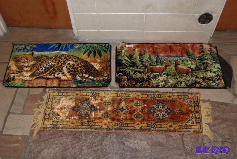 lot 132 image: 3 Rugs 37.5 l x 19.5 inches deep Forest with...
