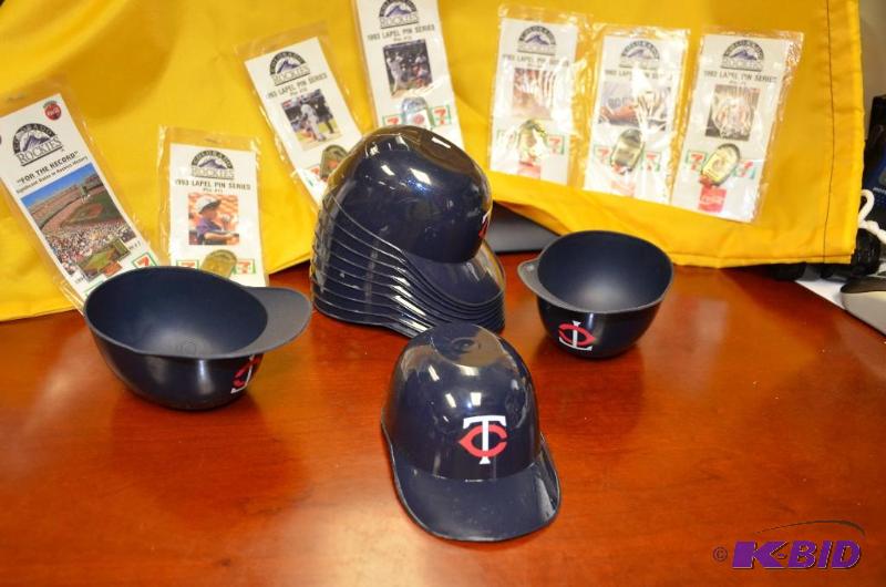 lot 150 image: Lot of baseball memorabilia 12 mini twins ha...